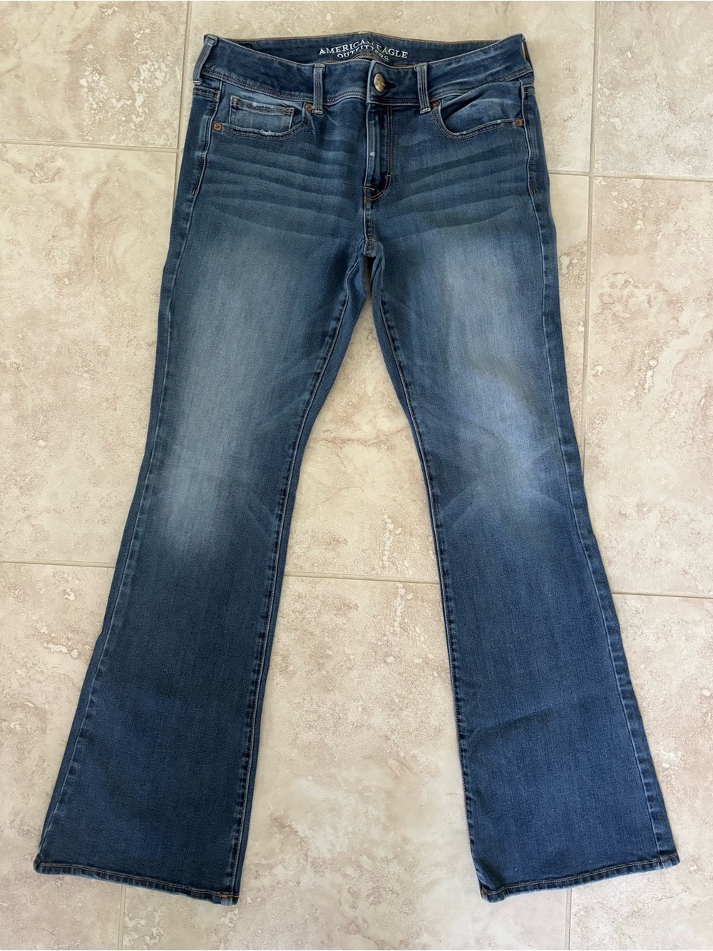 American Eagle Outfitters Women’s Dark Blue kick Boot Jeans(10)